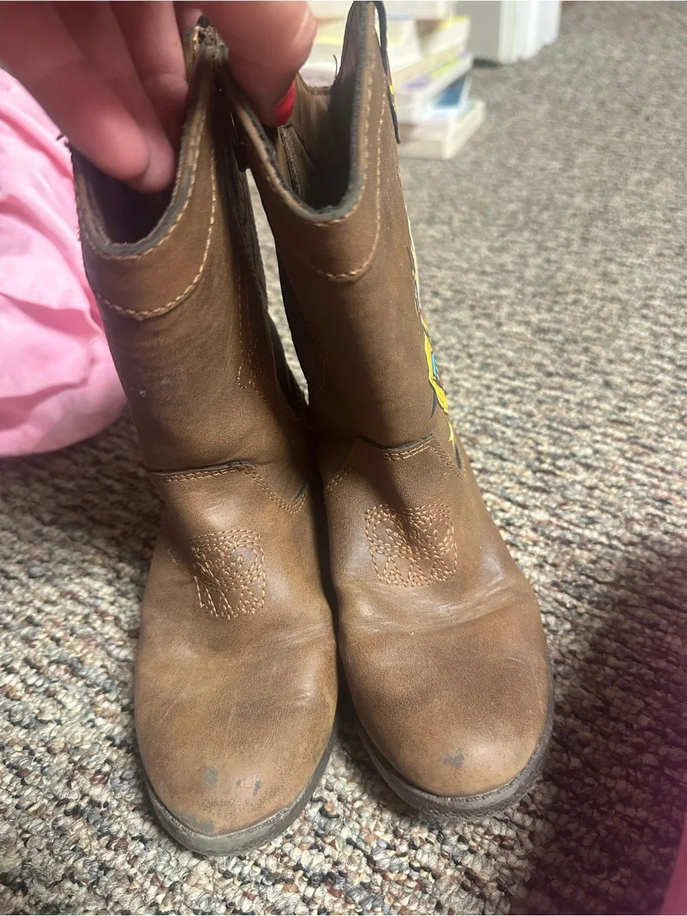 Kids Brown Cowboy Boots with Woody Graphic